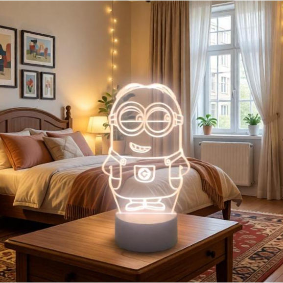 Luminária LED 3D Minion / Luz Noturna / Abajur / Presente Criativo