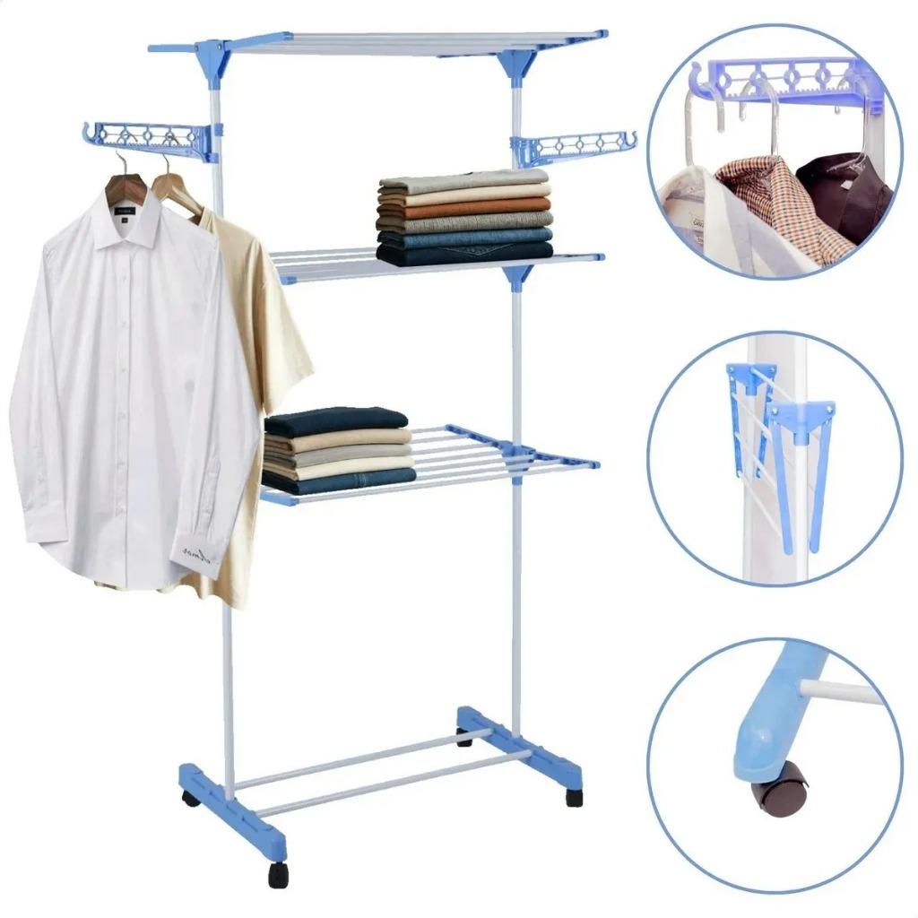 Varal De Roupa Aco Inox Dobravel Vertical Cor Prateado em Oferta na Shopee