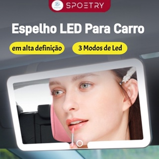 Espelho De Carro Com Luz LED Recarregável 3 Modos Branco, Quente e Frio Toque Sensível Para Maquiagem em Oferta na Shopee