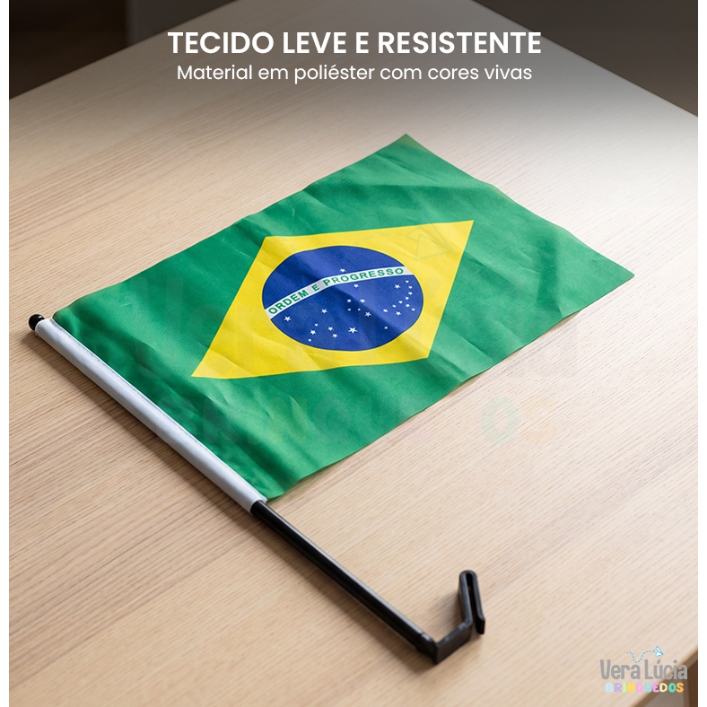 Kit 1/5/10 Bandeira do Brasil Para Carro 30cm x 45cm Poliéster Copa do Mundo 2026 Seleção Brasileira