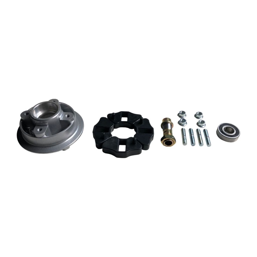 Flange Coroa + Coxim + Rolamento + Eixo Coroa + Prisioneiro Traxx/Shineray 50