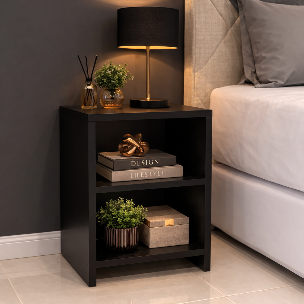 Mesa de Cabeceira com Nicho Organizador para Quarto – Moderna e Compacta 60