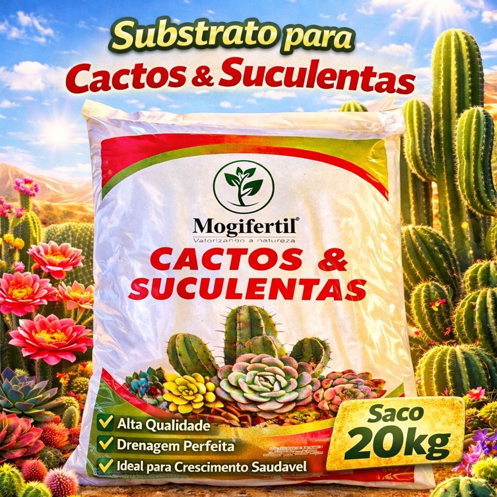 Cactos e Suculentas Substrato Premium 2KG e 20KG Natural Terra Vegetal Jardim