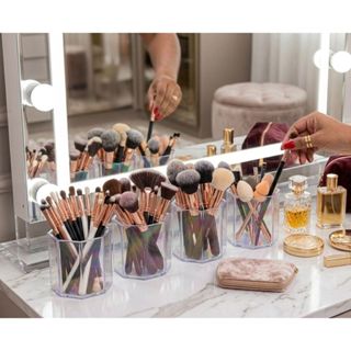 Kit 4 Porta Pincel Acrílico Sextavado Penteadeira ENVIO IMEDIATO em Oferta na Shopee