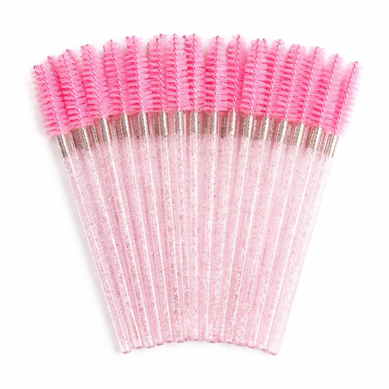 Kit Escovinhas Descartáveis para Sobrancelhas e Cílios Rosa Glitter – Penteie, Modele e Finalize