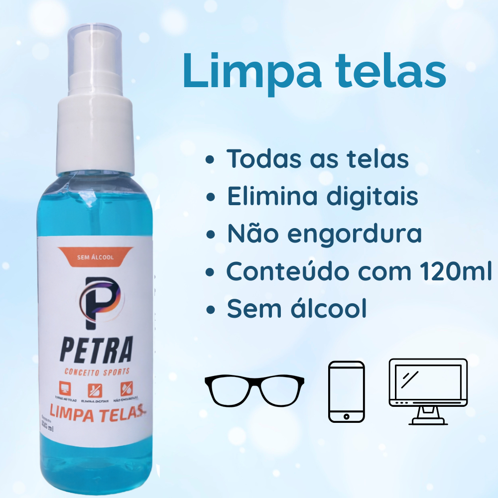 Limpa Telas Petra 120ml Celular Câmeras Óculos Eletrônicos