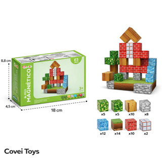 Blocos Magneticos De Montar Construção 63 Peças Meninos Bloco Construção em Oferta na Shopee
