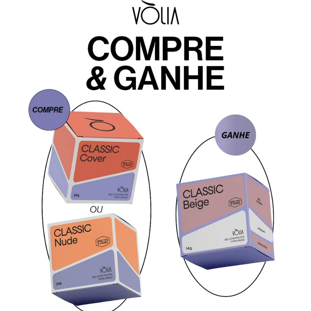 Combo Vólia Gel Blister Nude ou Classic Cover 24gr + Blister 14g Beige GRÁTIS  Alongamento Unhas em Oferta na Shopee