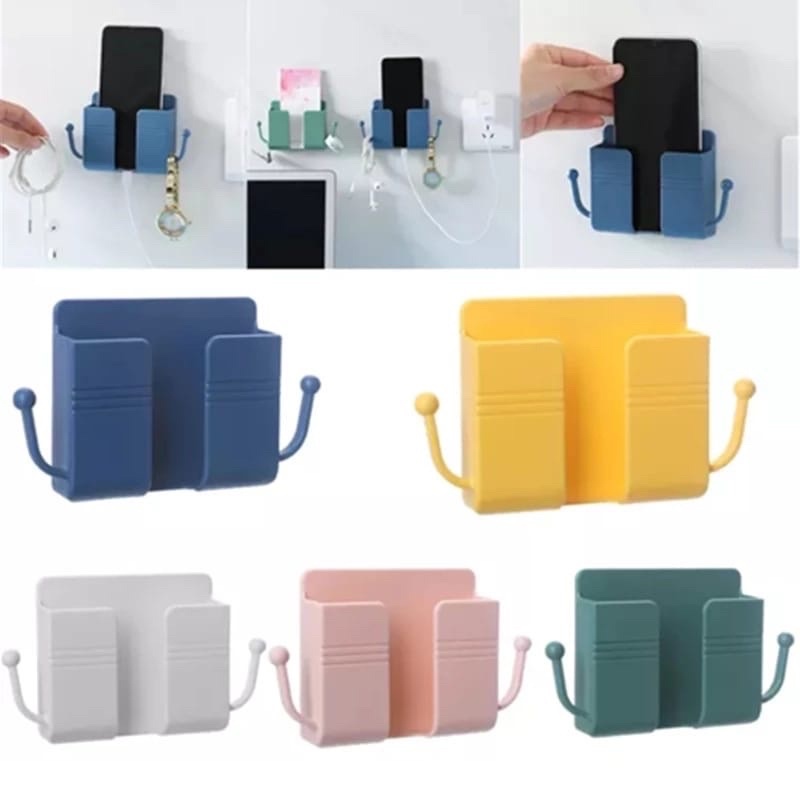 Suporte Celular Parede Multiuso Multifuncional Adesivo Controle Remoto Carregamento Com Ganchos