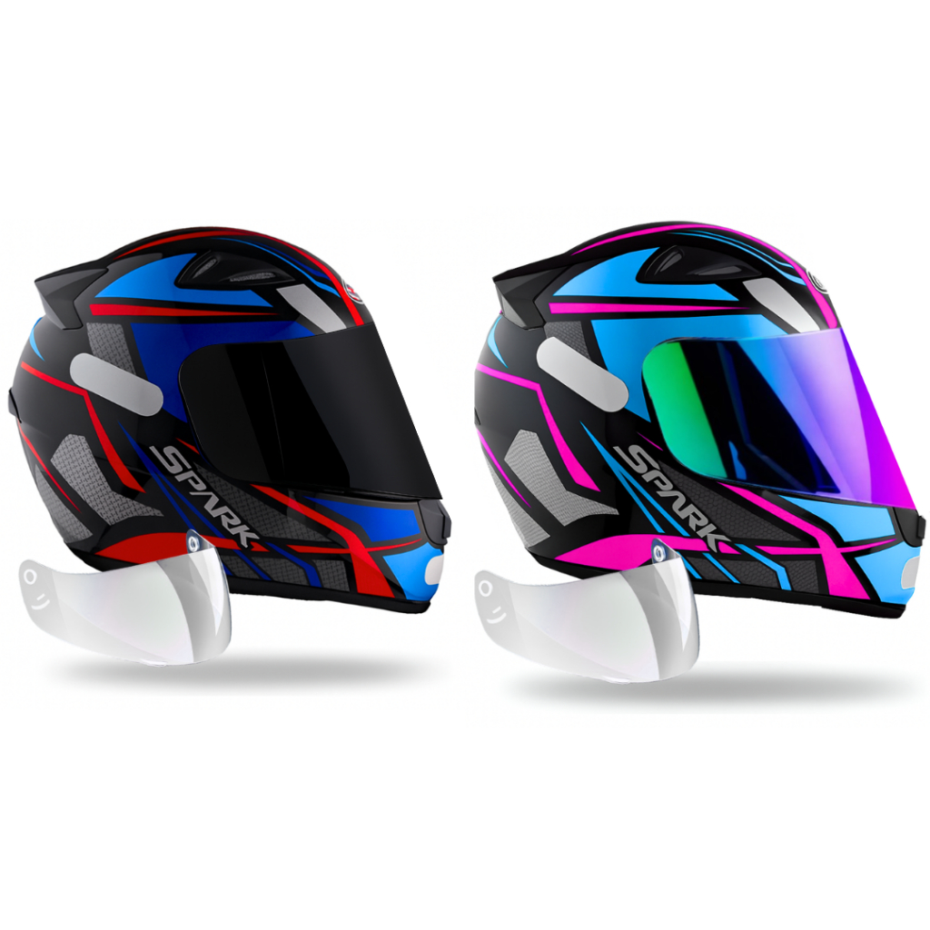 Kit Capacete Ebf Spider Azul Tiffany + Viseira Fumê/camaleão