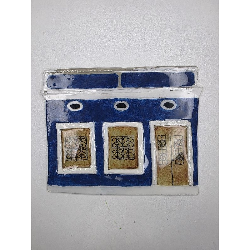 Quadro Fachada Olinda em Cerâmica e Resina - Artesanal 17x14cm