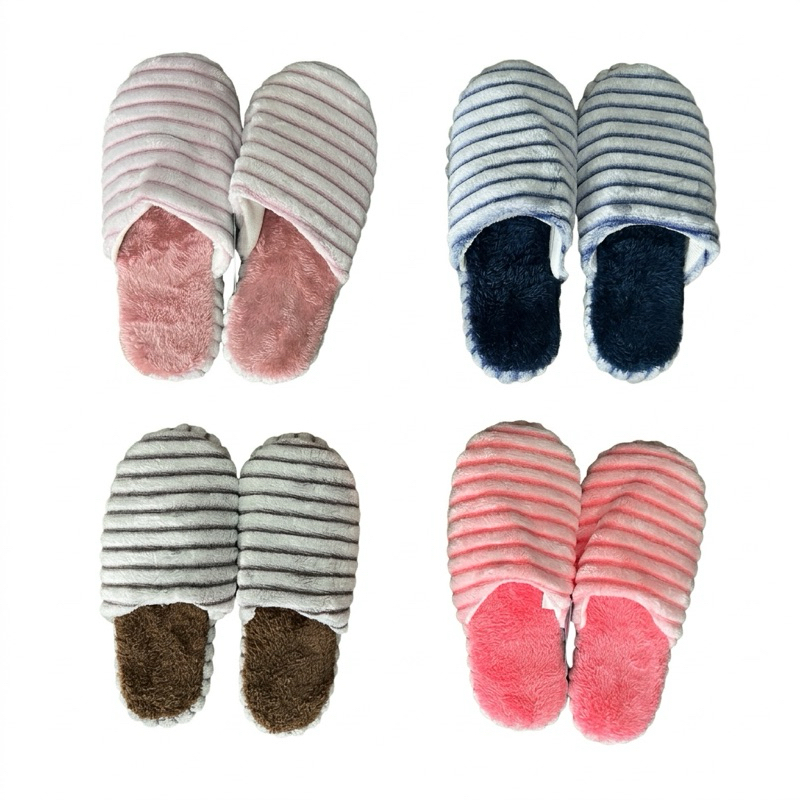 Chinelo Pantufa Listrada Inverno Quente Confortável QF-20 em Oferta na Shopee