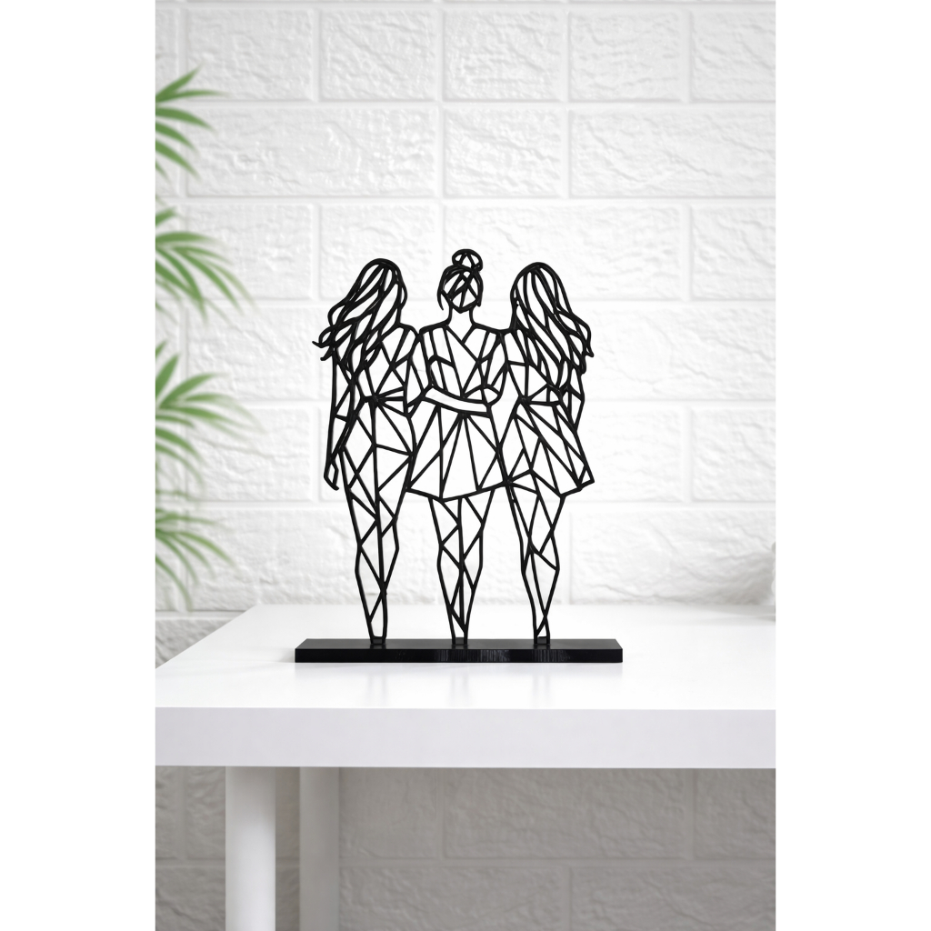 Escultura Decorativa 3 Amigas Geométrica Minimalista