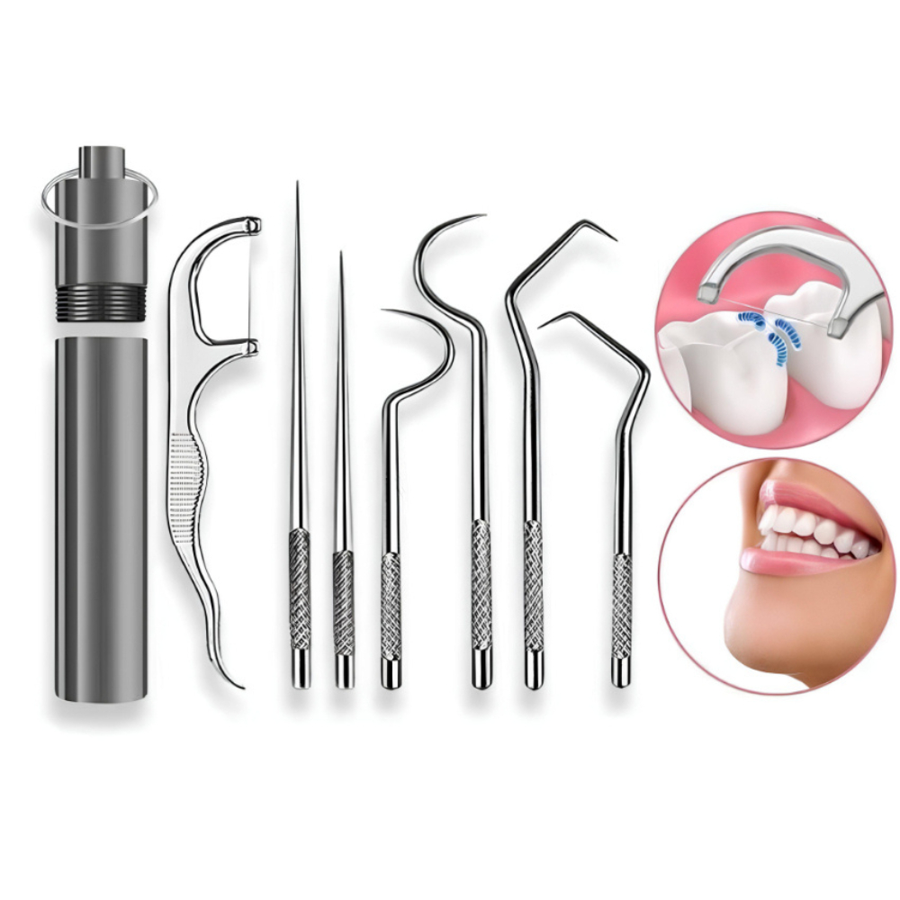 Kit Limpeza de Dente Material Odontológico Limpador Palito Dente com 7 Peças Profissional/