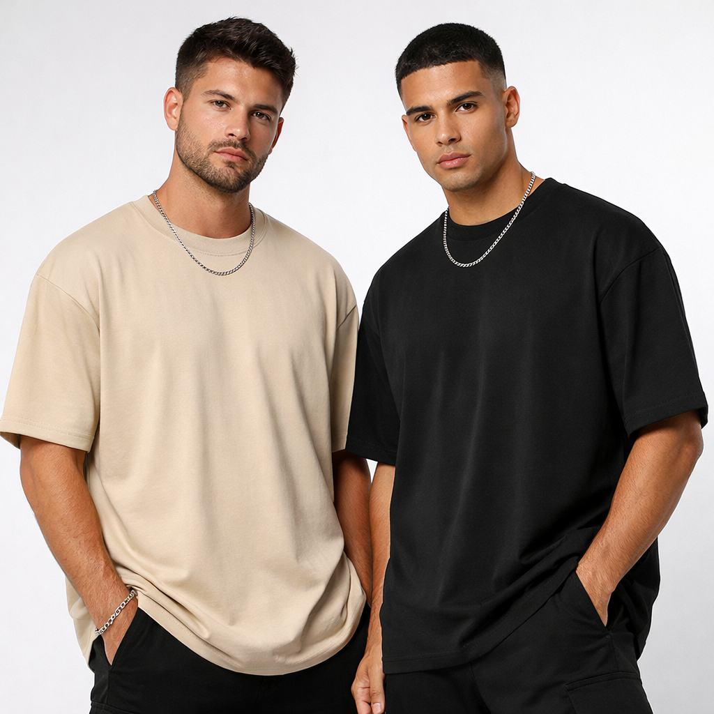 Kit 2 Camiseta Oversized Plus Size P ao G4 Streetwear 100% Algodão Masculina em Oferta na Shopee