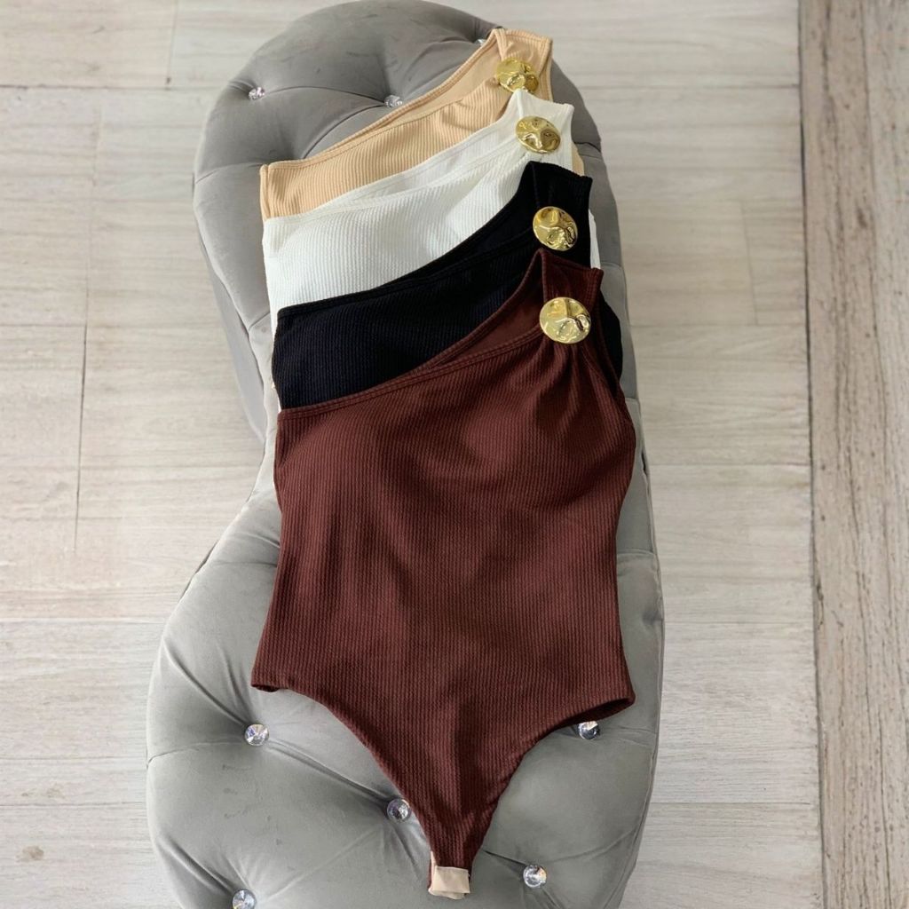 Verão Body Mula Manca com bojo Fivela Ana ruga Feminino Tecido Premium