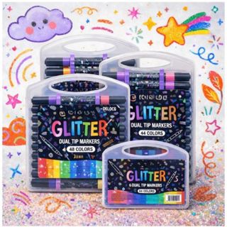 Marcador metálico 24 Cores 12 canetas de glitter de ponta dupla kit canetinhas coloridas Brilhante em Oferta na Shopee