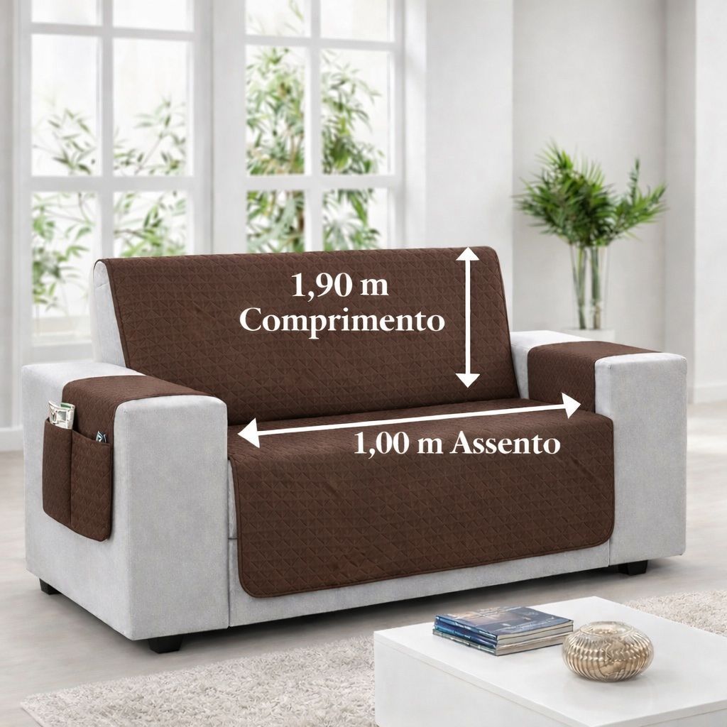 Protetor De Sofá Capa De Sofa Para 2 Lugares Pequeno COM PORTA OBJETOS Capa Protetora Sofá em Oferta na Shopee