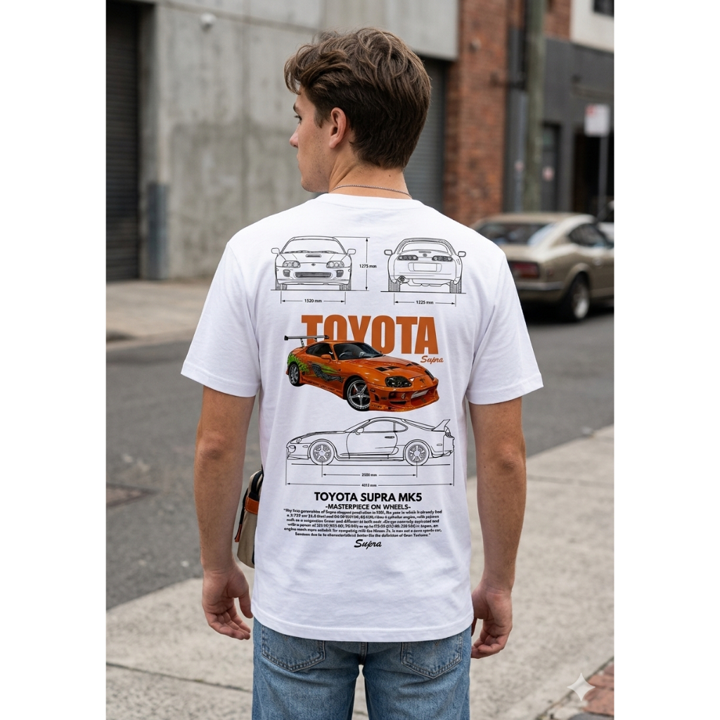 Camiseta Masculina Estampada Carro Esportivo Algodão Branca Camisa Automotiva Estilo Carro Esporte Casual Confortável