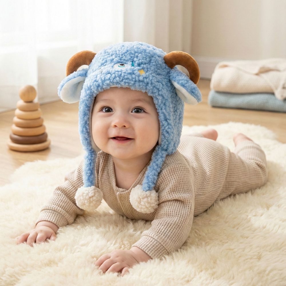Gorro Touca Infantil Criança Menino Menina Tricotado Quente Inverno Fashion Com Protetor Aquecedor Orelha Para 1-3 anos