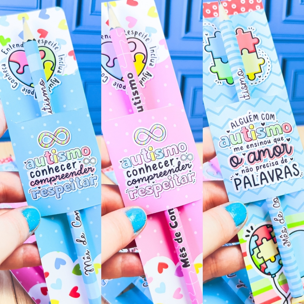 15/30/50 Lembrancinha com Lápis Mês de Conscientização do Autismo Mimo | Pegue e Monte em Oferta na Shopee