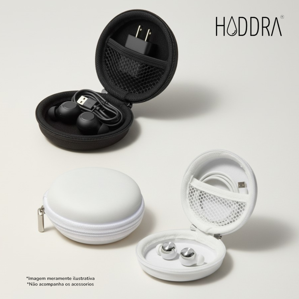 Estojo Organizador Case De Couro Sintético Rígido Portátil para Cabos, Carregador e Acessórios