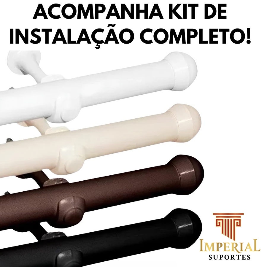 Varão de Cortina 3,00 metros 19mm Decorativo Completo Reforçado Colorido em Oferta na Shopee