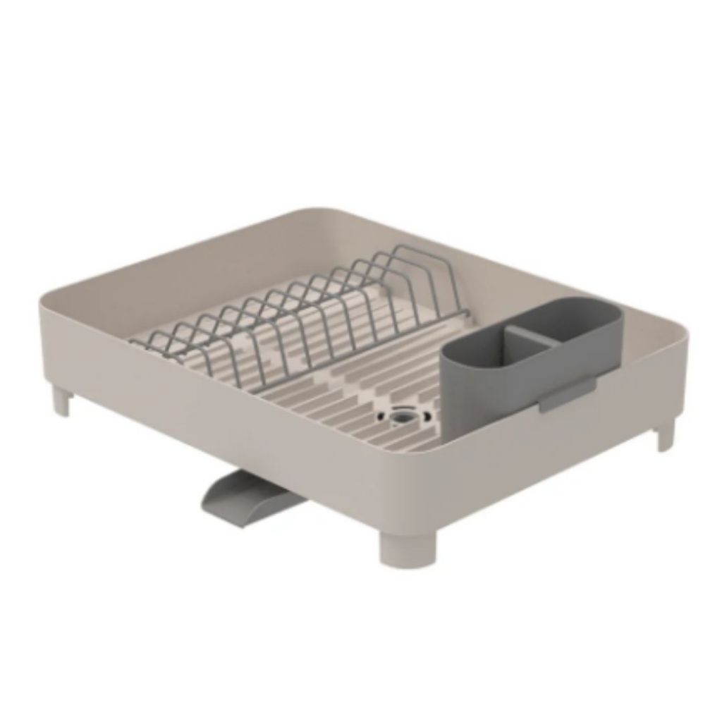 Escorredor De Louça Com Porta Talheres E Saída De Água Liv Bege Ou em Oferta na Shopee