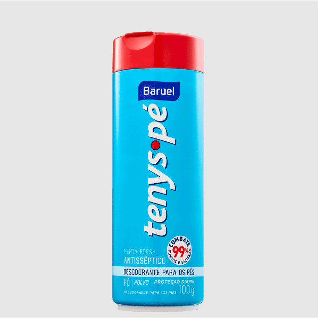 Talco Tenys Pé Menta Fresh 100g Baruel em Oferta na Shopee