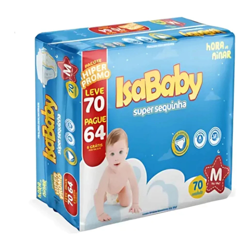 Fralda Isababy Super Sequinha M-70 G-60 XG-50 XXG-40