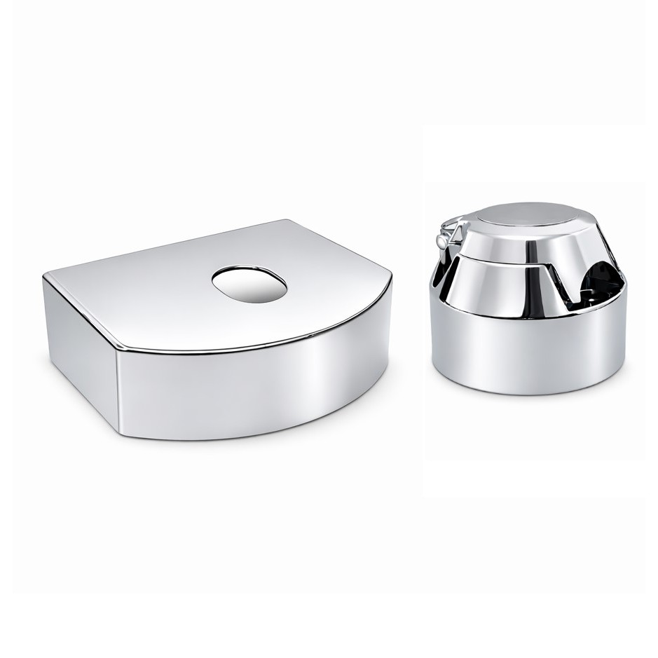 Kit Tomada Cromada Capa Para Engate Reboque Carretinha Tomada Fêmea 6 Polos Cromada