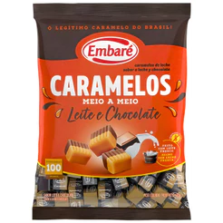 Balas Caramelos De Leite e Chocolate 660g Embaré Para Festa e Lembrancinha
