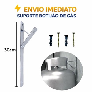 KIT 2 SUPORTE BOTIJÃO DE GÁS PAREDE C/ 2 PARAFUSOS E BUCHAS REFORÇADO em Oferta na Shopee