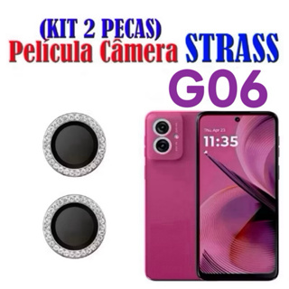 Kit (2 Pcs) Película Lente Câmera Brilho brilhante Diamante Para Motorola G06 em Oferta na Shopee