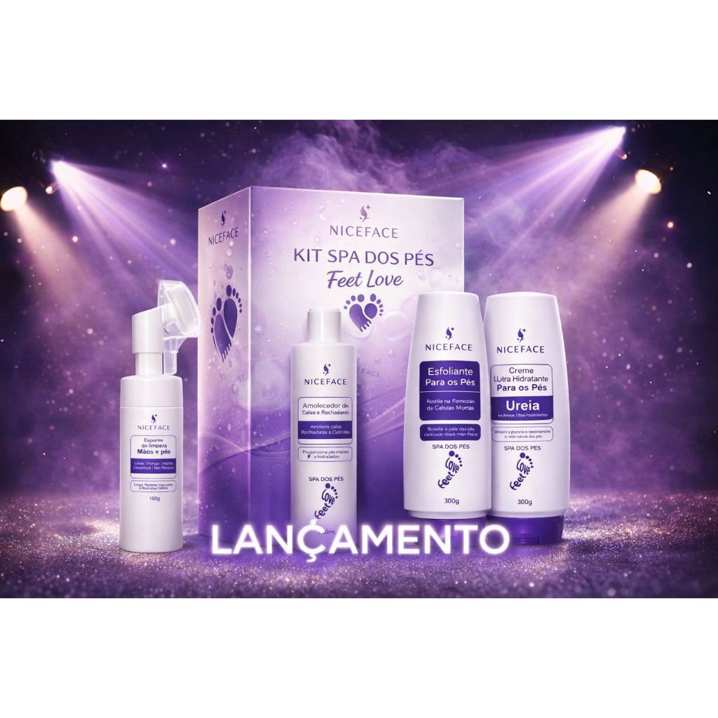 Kit Spa dos Pés Pés Rachados Niceface Amolecedor + Esfoliante + Creme Ureia + Espuma Limpeza Calcanhar Rachado