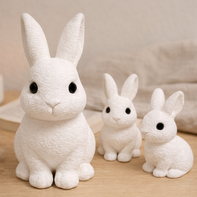 Coelhinhos Decorativos Enfeite Páscoa e Decoração Branco Minimalista Sala Mesa Presente Casa Família