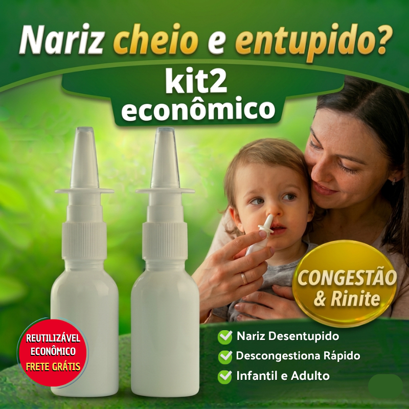 Spray Nasal Reutilizável Limpeza Nasal Descongestão Adulto Infantil Rinite Sinusite   Kit 2