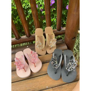 Sandália havaiana original personalizado ,Chinelo personalizado com flor brilhante de feltro…