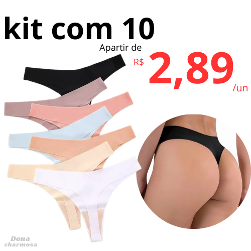 KIT 10 Calcinha Sem Costura FIO DENTAL Laser Não Marca Moda Intima Lingerie
