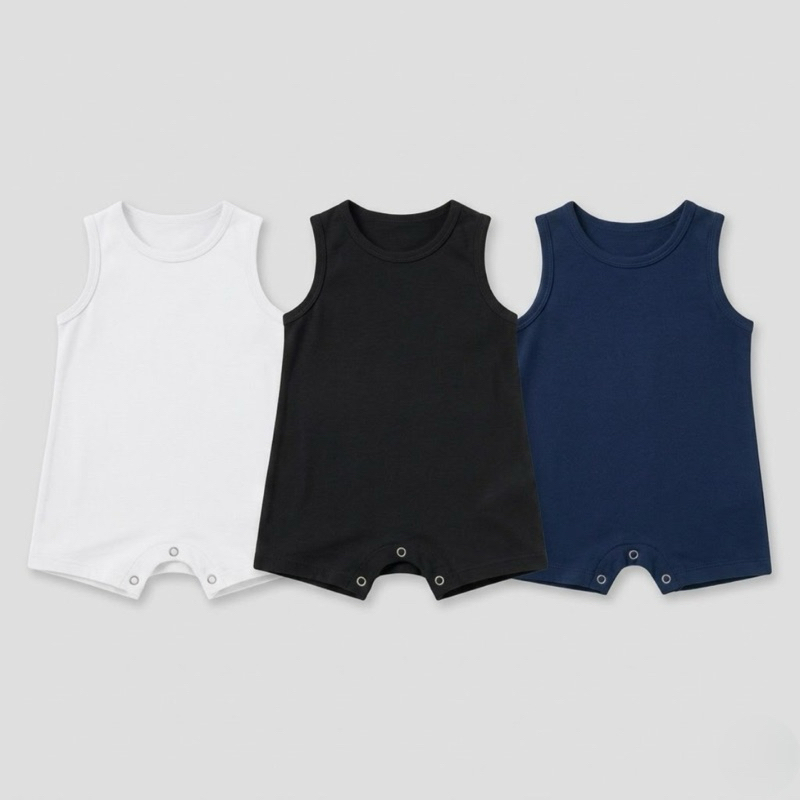 Kit 3 Macaquinhos Menino Bebê Regata Meia malha Premiun 100% Algodão Minimalista Cores Urbanas Design Exclusivo Top