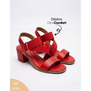 Exclusivo: Sandalia Salto Grosso 5cm. Design em X com Elástico UltraComfort. Elegância Direto de Fábrica.