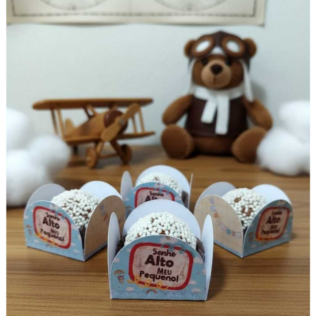 Forminhas personalizadas para doce 4 Pétalas Ursinho Aviador  Festas infantil lembrancinha Aniversários comemoração