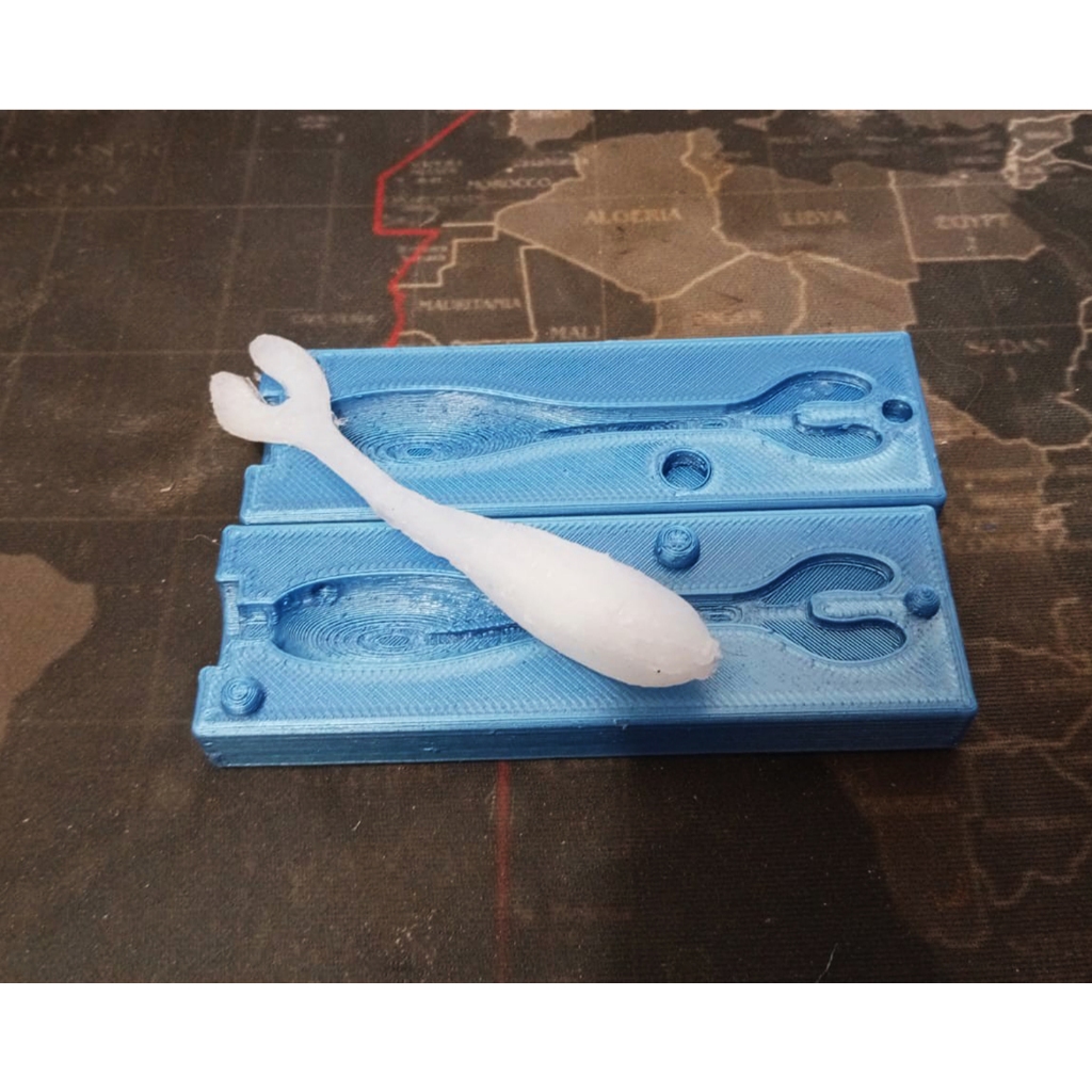 Molde Para Fazer Isca de Pesca Silicone U-Tail 90mm | Molde Soft Bait Pesca Artificial