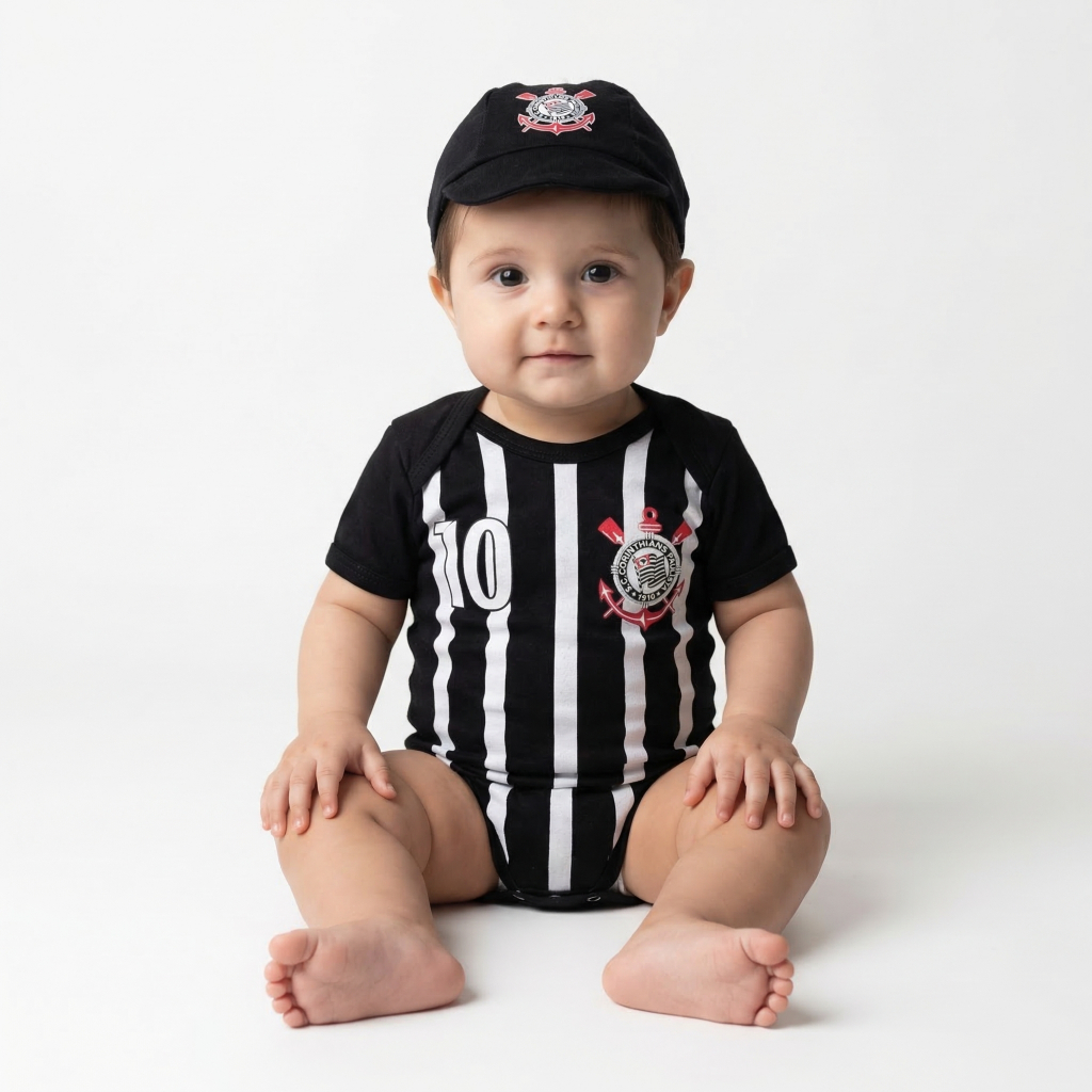 Body Infantil Menino Corinthians  Roupa de Bebê Mesversario Conjunto Envio Rápido Promoção