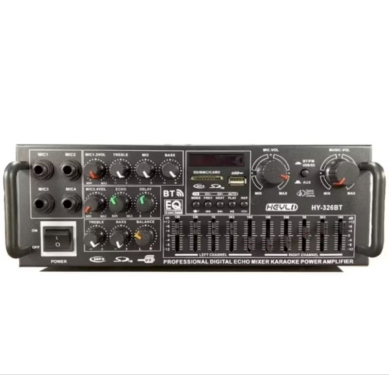 Super Amplificador 1200W Bluetooth 220v 2 Canais C/ Equalizador USB SD FM Karaokê 4 Entradas de Microfones