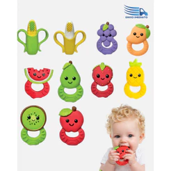 Mordedor Bebê Alívio Gengiva Macio Frutas Estimulante Brinquedo