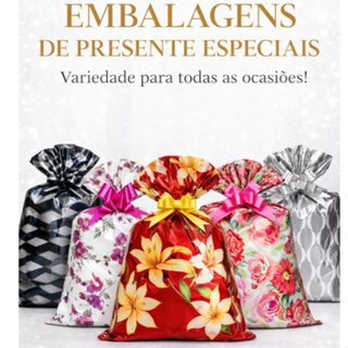 Saco para Presente Decorado Feminino/Masculino 30x44 C/ 10/25/50 e 100 unid em Oferta na Shopee