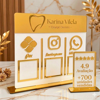 Placa 3 QR Codes Personalizada com LOGO – Ideal para Comércio, Clínica, Escritório e Salão em Oferta na Shopee