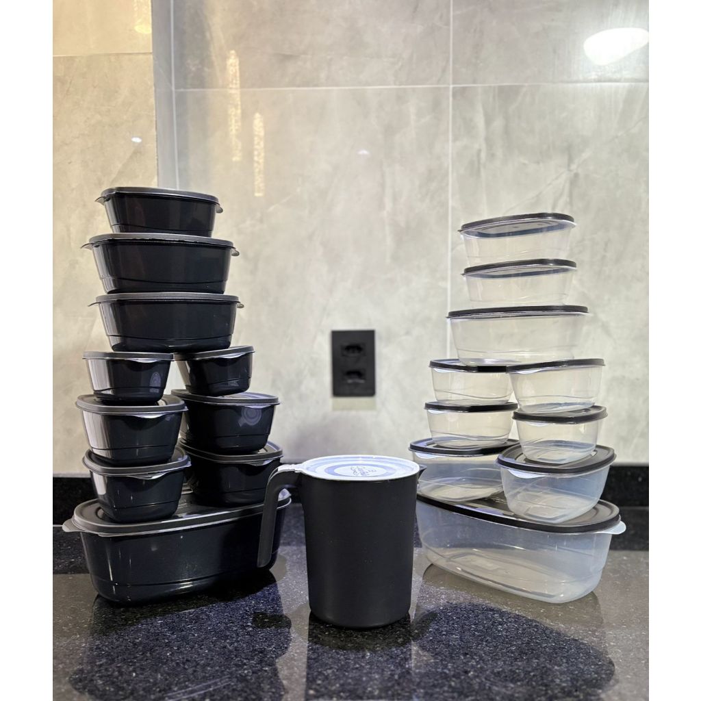 Kit Jogo de Cozinha 20/10 Potes Herméticos + Jarra 1.800ML Para Cozinha