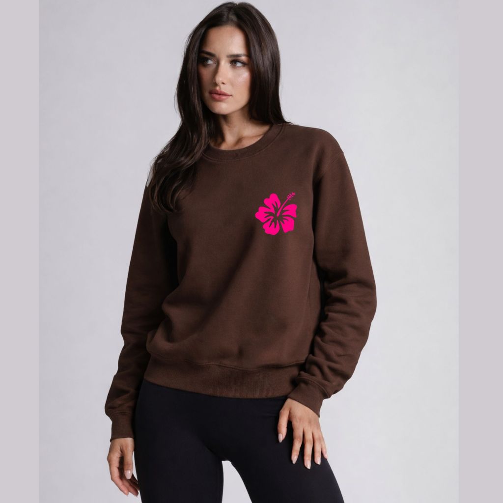 Moletom Feminino Estampado Flor Hibisco Flanelado Inverno Confortável Casual Envio Rápido